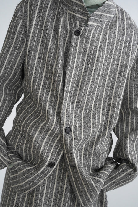 CRISTASEYA<br>OVERSIZED BLAZER<br>in GREY WITH WHITE STRIPES