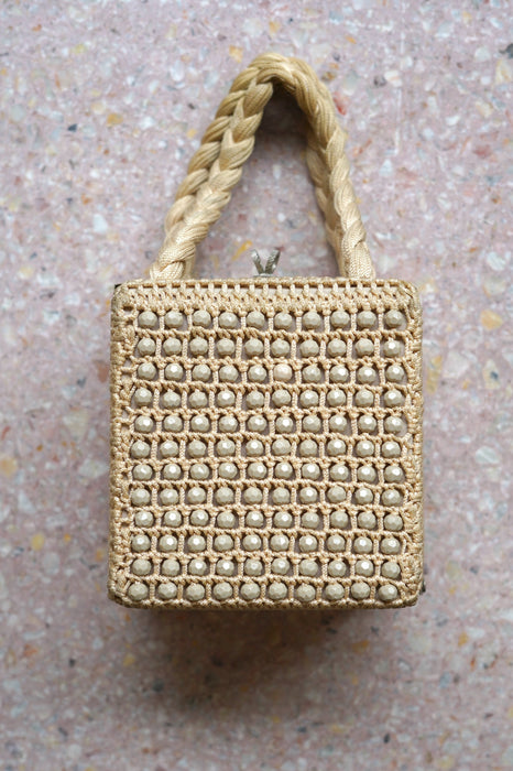 VINTAGE<BR>60s BEADED BOX BAG<BR><BR>SOLD OUT