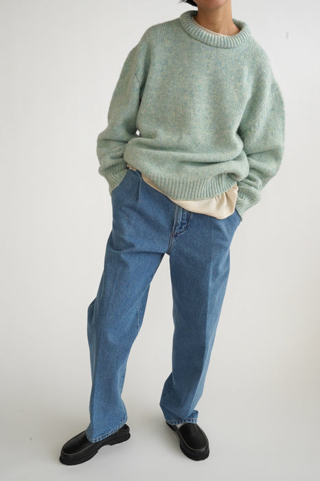 CRISTASEYA<br>PADDED COLLAR SHETLAND OVERSIZED SWEATER<br>in MINT<br><br>SOLD OUT