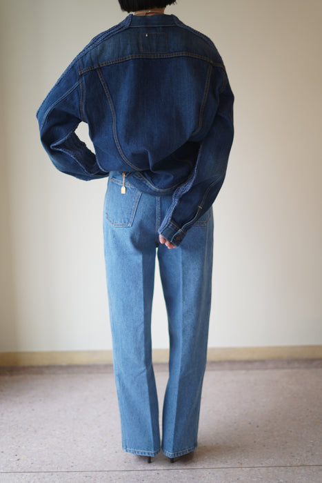 BLESS+CRISTASEYA<br>PATCHED DENIM KNIT CARDIGAN