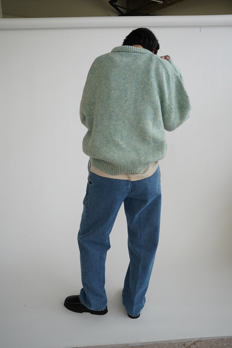 CRISTASEYA<br>BLEACHED DENIM PLEATED TROUSERS