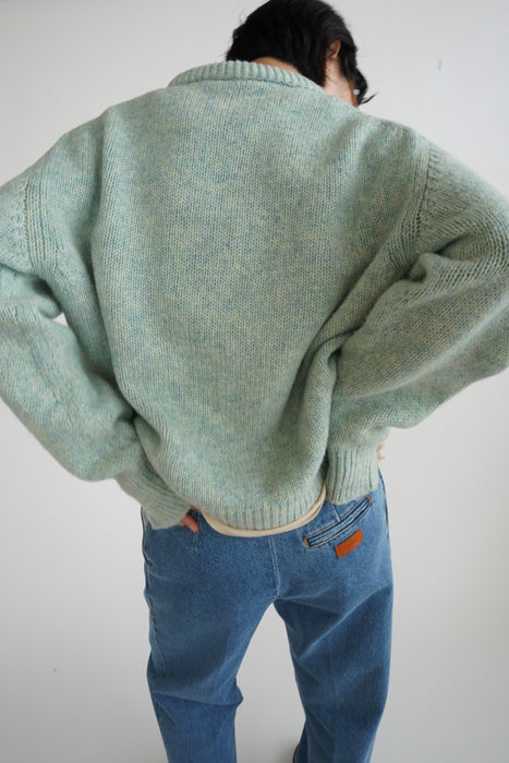 CRISTASEYA<br>PADDED COLLAR SHETLAND OVERSIZED SWEATER<br>in MINT<br><br>SOLD OUT