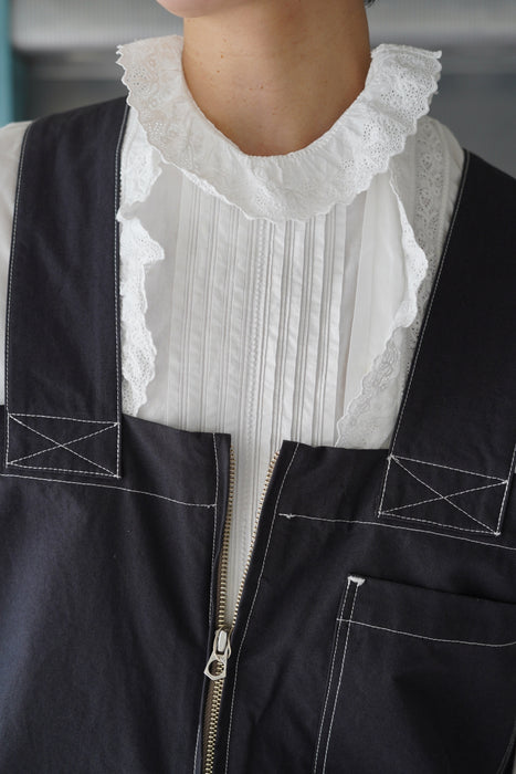 ANTIQUE<BR>COTTON RUFFLE NECK BLOUSE <BR><BR>SOLD OUT