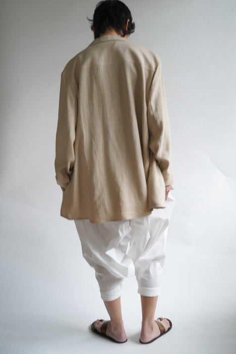 VINTAGE HERMES <br>LINEN ZIP UP SHIRT JACKET