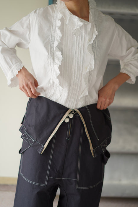 ANTIQUE<BR>COTTON RUFFLE NECK BLOUSE <BR><BR>SOLD OUT