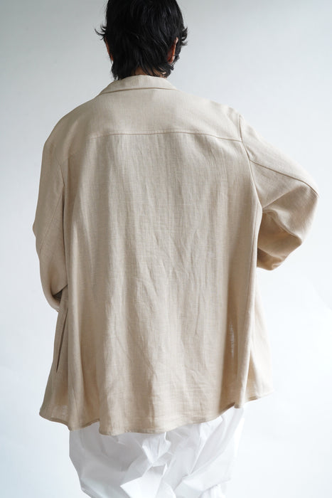 VINTAGE HERMES <br>LINEN ZIP UP SHIRT JACKET