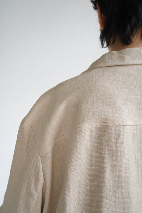 VINTAGE HERMES <br>LINEN ZIP UP SHIRT JACKET