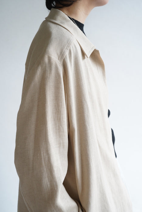 VINTAGE HERMES <br>LINEN ZIP UP SHIRT JACKET