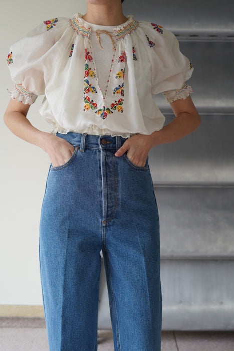 VINTAGE<BR>EMB SHORT BLOUSE
