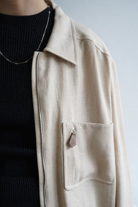 VINTAGE HERMES <br>LINEN ZIP UP SHIRT JACKET
