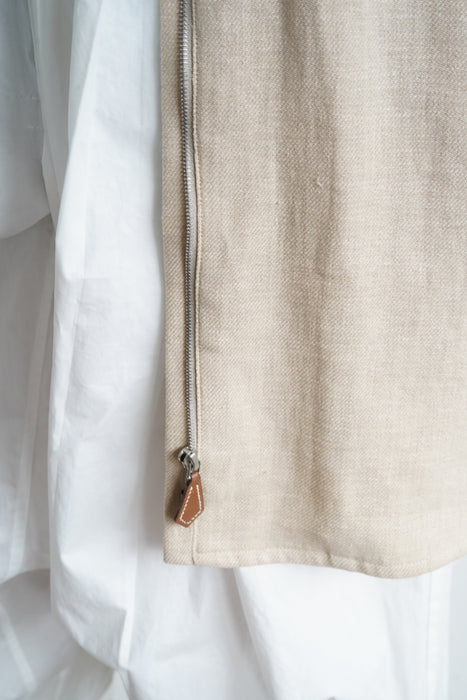 VINTAGE HERMES <br>LINEN ZIP UP SHIRT JACKET