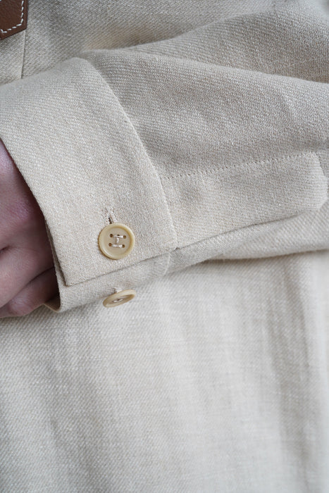 VINTAGE HERMES <br>LINEN ZIP UP SHIRT JACKET