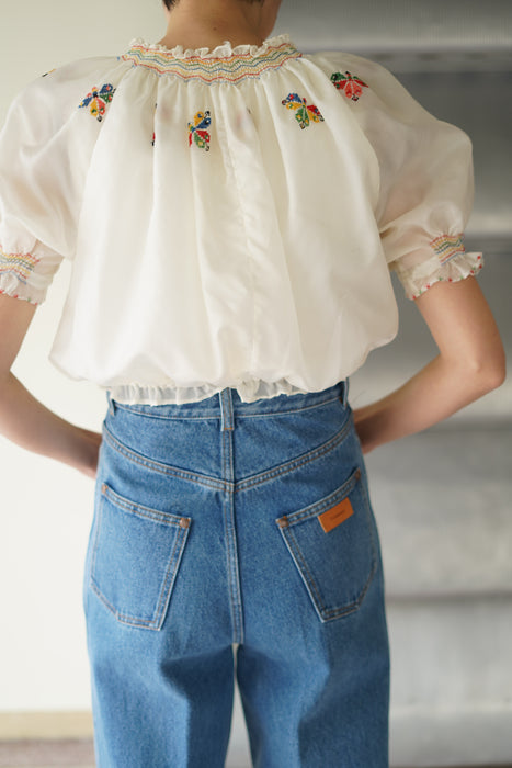 VINTAGE<BR>EMB SHORT BLOUSE