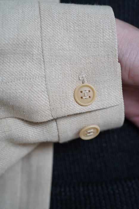 VINTAGE HERMES <br>LINEN ZIP UP SHIRT JACKET