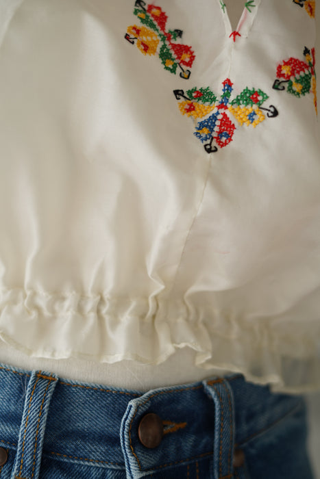 VINTAGE<BR>EMB SHORT BLOUSE