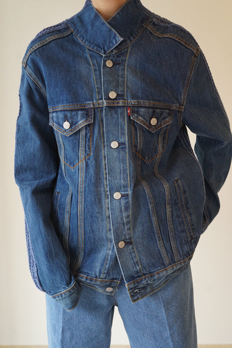 BLESS+CRISTASEYA<br>PATCHED DENIM SWEATER JACKET