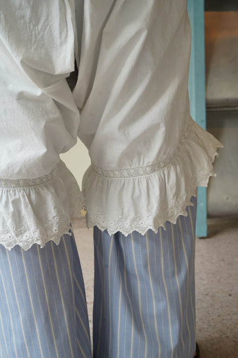 ANTIQUE<BR>FRENCH OPEN SLIT KNICKERS WITH RUFFLE TRIM