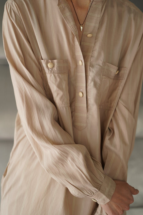 VINTAGE<BR>SILK STRIPED SHIRTS DRESS