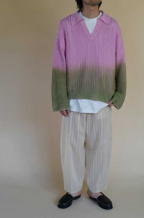 CRISTASEYA for PORT<br>LINEN POLO KNIT<br>PINK/GREEN