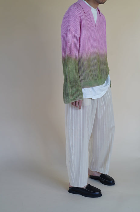 CRISTASEYA for PORT<br>LINEN POLO KNIT<br>PINK/GREEN