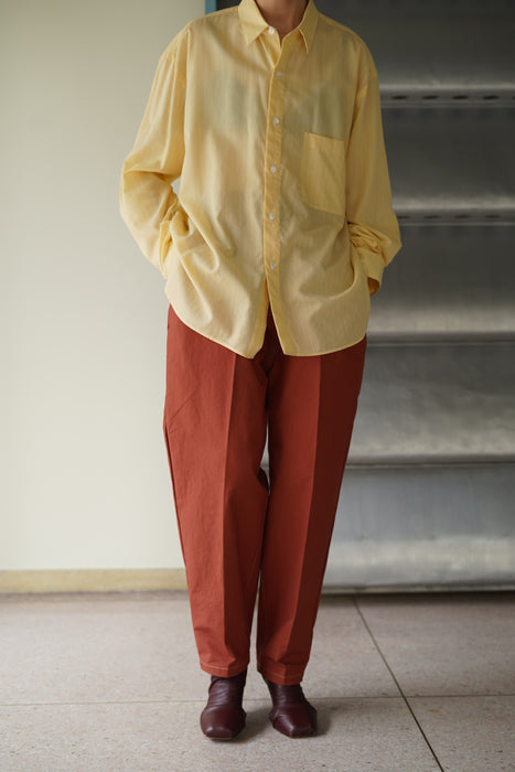 Salvatore  Piccolo x CRISTASEYA<br>HANDMADE CLASSIC COLLAR SHIRT<br>in YELLOW WITH WHITE STRIPES