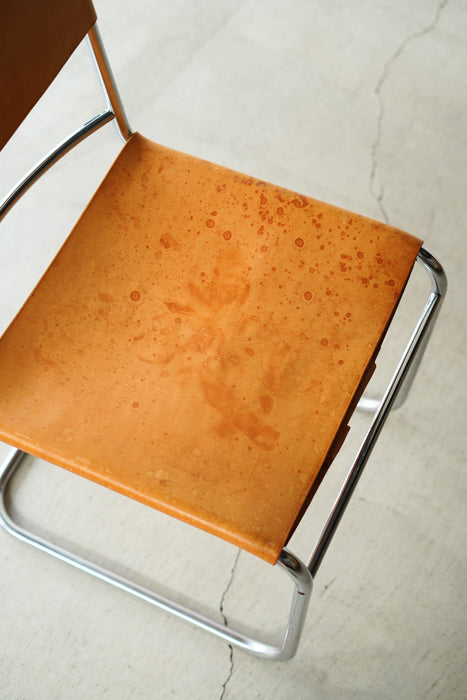 VINTAGE DUTCH TUBULAR FRAME LEATHER CHAIR