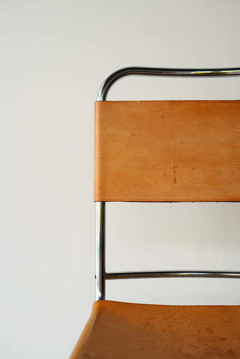 VINTAGE DUTCH TUBULAR FRAME LEATHER CHAIR