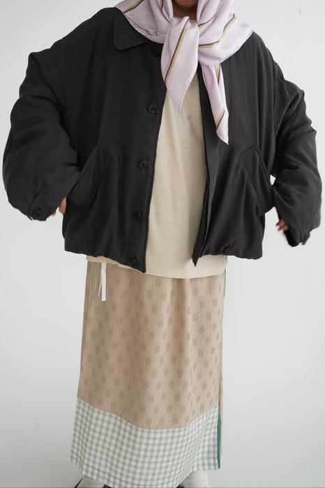 CRISTASEYA<br>CROPPED PADDED BOMBER <br>in BROWN