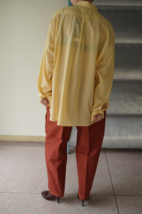 Salvatore  Piccolo x CRISTASEYA<br>HANDMADE CLASSIC COLLAR SHIRT<br>in YELLOW WITH WHITE STRIPES