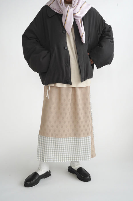 CRISTASEYA<br>CROPPED PADDED BOMBER <br>in BROWN