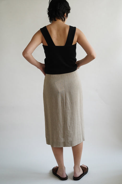 VINTAGE HERMES <br>LINEN FRONT BUTTON SKIRT<br><br>SOLD OUT