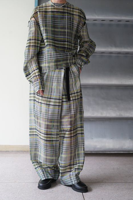 pelleq<br>plaid silk organza string shirt <br><br>SOLD OUT