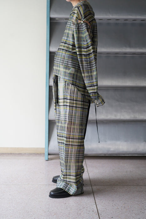 pelleq<br>plaid silk organza string shirt <br><br>SOLD OUT