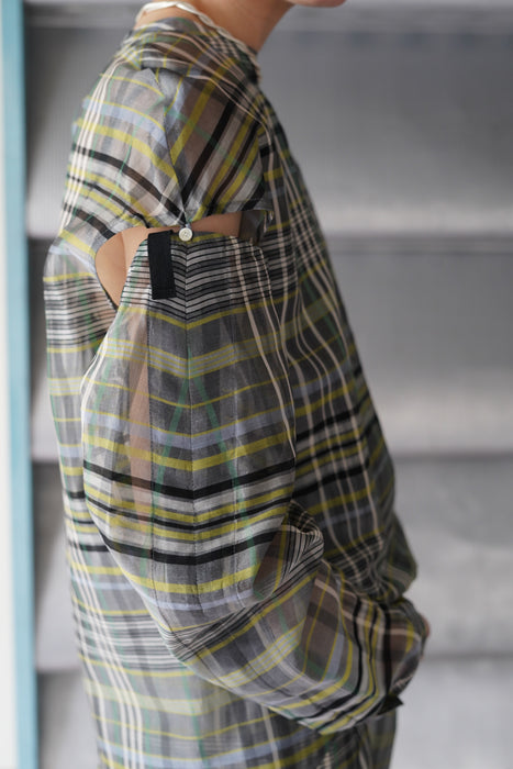 pelleq<br>plaid silk organza string shirt <br><br>SOLD OUT