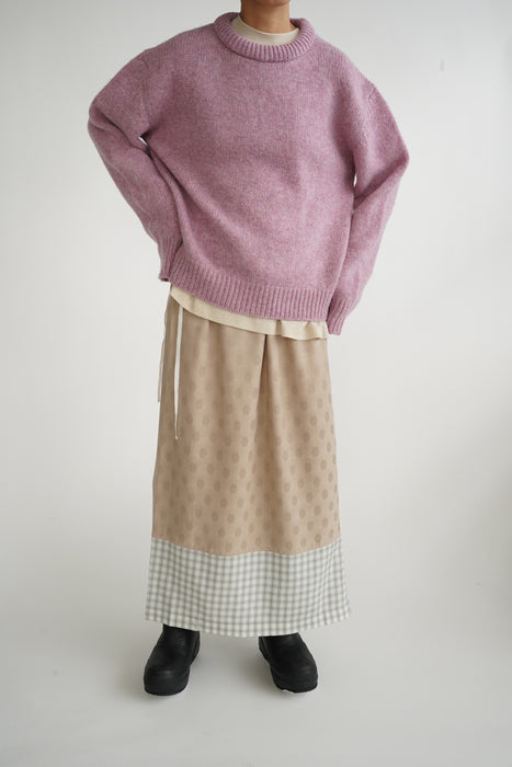 CRISTASEYA<br>PADDED COLLAR SHETLAND OVERSIZED SWEATER<br>in PINK