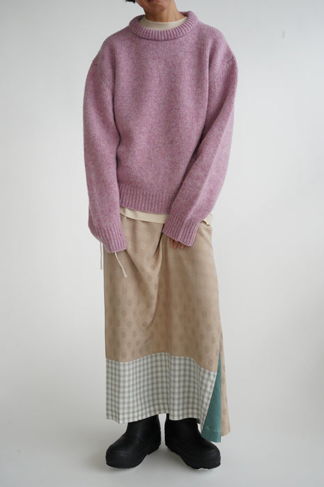 CRISTASEYA<br>PADDED COLLAR SHETLAND OVERSIZED SWEATER<br>in PINK