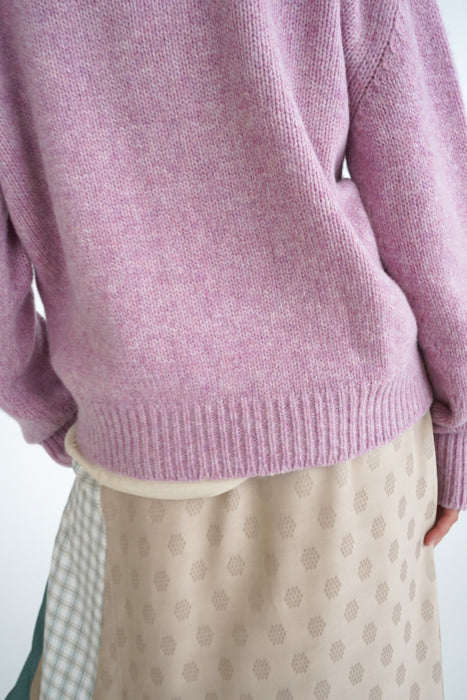 CRISTASEYA<br>PADDED COLLAR SHETLAND OVERSIZED SWEATER<br>in PINK