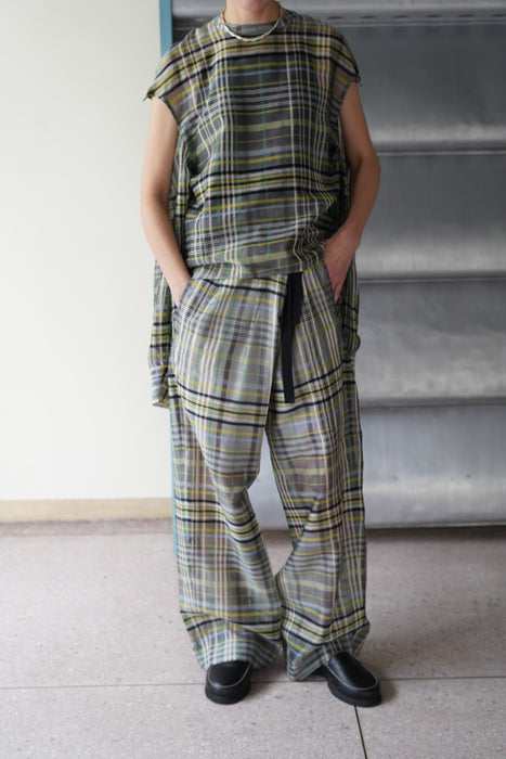 pelleq<br>plaid silk organza wrap trousers