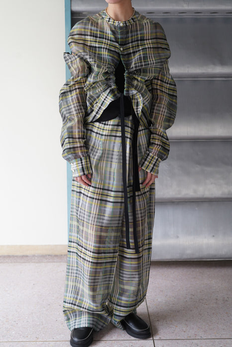 pelleq<br>plaid silk organza string shirt <br><br>SOLD OUT