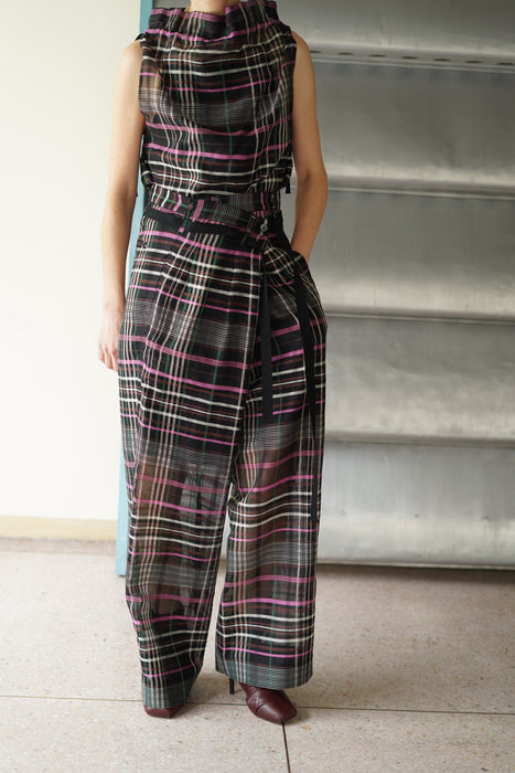 pelleq<br>plaid silk organza sleeveless shirt<br><br>SOLD OUT