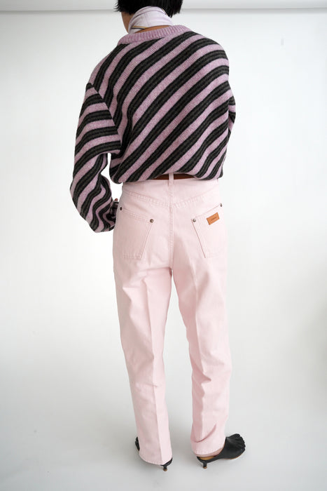 CRISTASEYA<br>DIAGONAL STRIPED SWEATER<br>in TAUPE/PINK