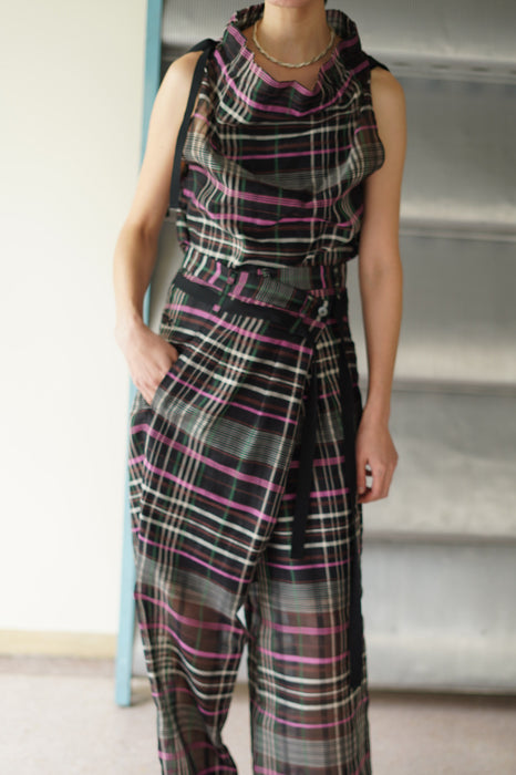 pelleq<br>plaid silk organza sleeveless shirt<br><br>SOLD OUT
