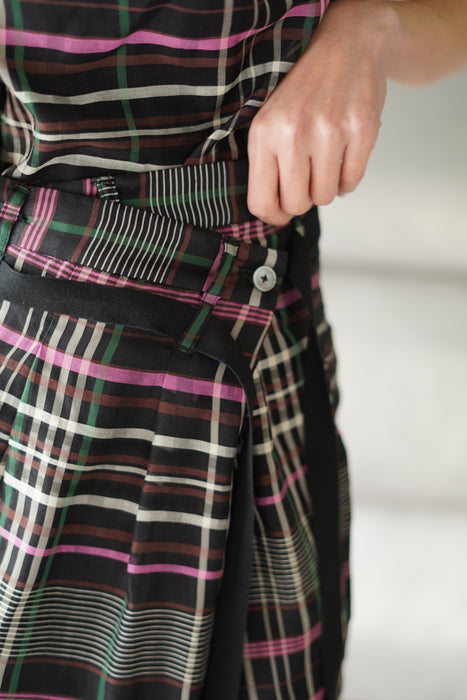 pelleq<br>plaid silk organza wrap trousers