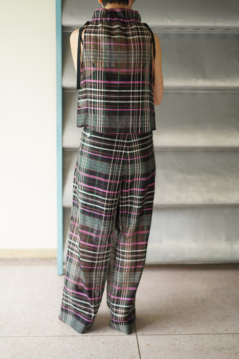 pelleq<br>plaid silk organza sleeveless shirt<br><br>SOLD OUT