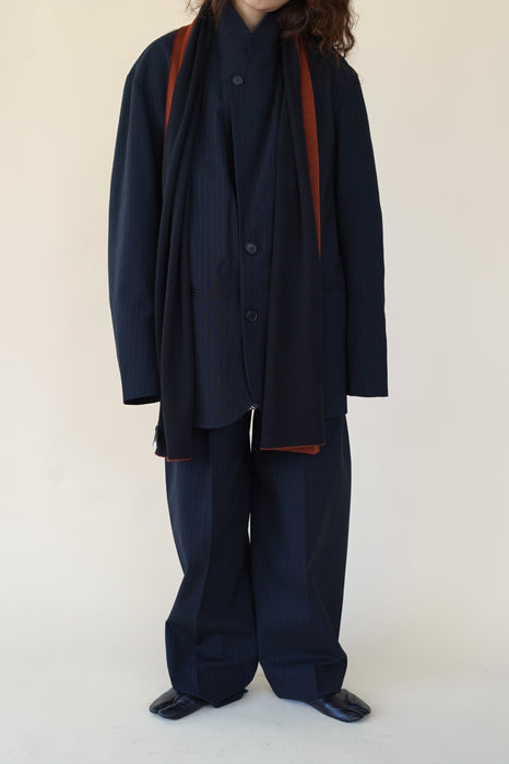 CRISTASEYA<br>SILK CASHMERE DOUBLE SCARF<br>in BLACK/BRICK RED