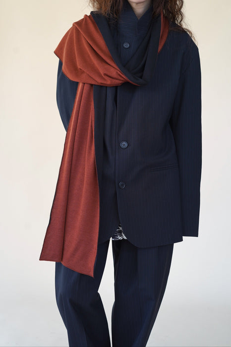 CRISTASEYA<br>SILK CASHMERE DOUBLE SCARF<br>in BLACK/BRICK RED