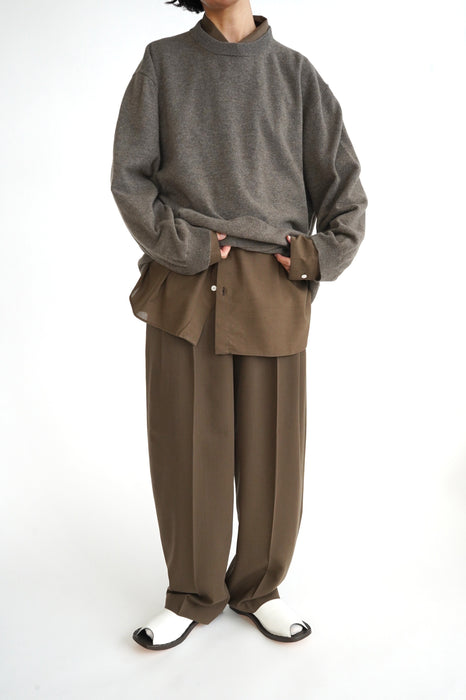 CRISTASEYA<br>DOUBLE PLEATED WIDE PANTS <br>in BROWN