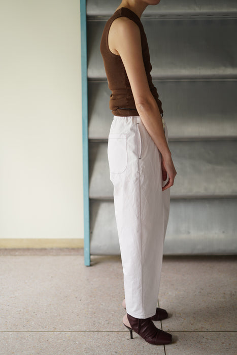 CRISTASEYA<br>RIBBED SILK ASYMMETRICAL TOP<br>in BROWN
