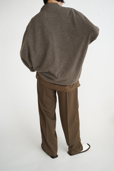 CRISTASEYA<br>ROUND NECK FLANNEL SWEATER<br>in TAUPE