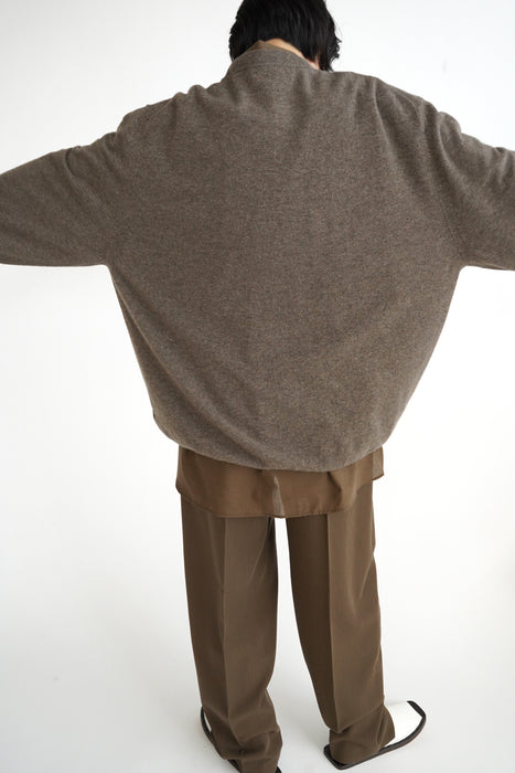 CRISTASEYA<br>ROUND NECK FLANNEL SWEATER<br>in TAUPE